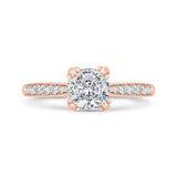 Cushion Cut Diamond Solitaire Plus Engagement Ring in 14K Rose Gold (Semi-Mount)