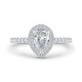 Pear Cut Diamond Double Halo Engagement Ring  in 14K White Gold (Semi-Mount)