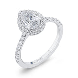 Pear Cut Diamond Double Halo Engagement Ring  in 14K White Gold (Semi-Mount)