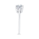 14K White Gold Three Stone Engagement Ring Center Asscher with Trillion sides Diamond