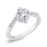 14K White Gold Round Cut Diamond Engagement Ring (Semi-Mount)