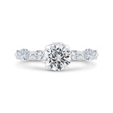 Round Cut Diamond Floral Engagement Ring In 14K White Gold (Semi-Mount)