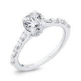 14K White Gold Round Cut Diamond Solitaire Plus Engagement Ring (Semi-Mount)
