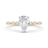 14K Two-Tone Gold Pear Cut Diamond Solitaire Plus Engagement Ring (Semi-Mount)