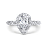 14K White Gold Pear Diamond Halo Engagement Ring (Semi-Mount)