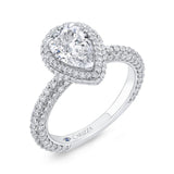 14K White Gold Pear Diamond Halo Engagement Ring (Semi-Mount)