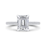 Emerald Diamond Engagement Ring In 14K White Gold (Semi-Mount)