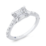 Emerald Diamond Engagement Ring In 14K White Gold (Semi-Mount)