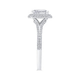 Emerald Diamond Engagement Ring In 14K White Gold with Split Shank (Semi-Mount)