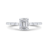 Emerald Diamond Engagement Ring In 14K White Gold (Semi-Mount)