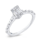 Emerald Diamond Engagement Ring In 14K White Gold (Semi-Mount)