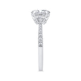 14K White Gold Three Stone Plus Round Diamond Engagement Ring