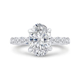 Oval Diamond Engagement Ring In 14K White Gold (Semi-Mount)