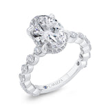 Oval Diamond Engagement Ring In 14K White Gold (Semi-Mount)