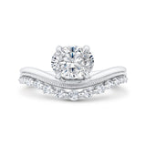 14K White Gold Oval Diamond Engagement Ring (Semi-Mount)