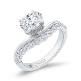 14K White Gold Oval Diamond Engagement Ring (Semi-Mount)