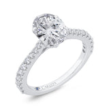 14K White Gold Oval Diamond Engagement Ring (Semi-Mount)