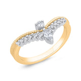 14K Two Tone Gold Diamond Contour Band