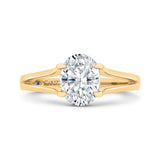 14K Yellow Gold Oval Cut Diamond Solitaire Engagement Ring (Semi-Mount)