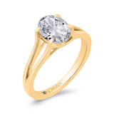 14K Yellow Gold Oval Cut Diamond Solitaire Engagement Ring (Semi-Mount)