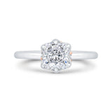 14K Two Tone Gold Cushion Cut Diamond Solitaire Engagement Ring (Semi-Mount)