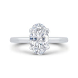 14K White Gold Oval Cut Diamond Solitaire Engagement Ring (Semi-Mount)