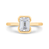 14K Yellow Gold Emerald Cut Diamond Solitaire Engagement Ring (Semi-Mount)