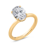 14K Yellow Gold Oval Cut Diamond Solitaire Engagement Ring (Semi-Mount)