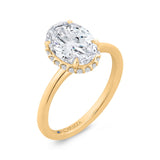 14K Yellow Gold Oval Cut Diamond Solitaire Engagement Ring (Semi-Mount)