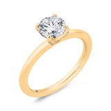 14K Yellow Gold Round Cut Diamond Solitaire Engagement Ring (Semi-Mount)