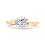 14K Yellow Gold Oval Cut Diamond Solitaire Engagement Ring (Semi-Mount)