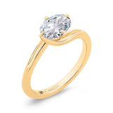 14K Yellow Gold Oval Cut Diamond Solitaire Engagement Ring (Semi-Mount)