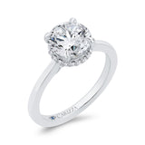 14K White Gold Round Cut Diamond Solitaire Engagement Ring (Semi-Mount)