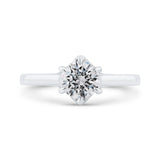 14K White Gold Round Cut Diamond Solitaire Engagement Ring (Semi-Mount)