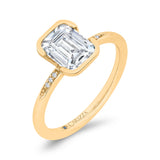 14K Yellow Gold Emerald Cut Diamond Engagement Ring (Semi-Mount)