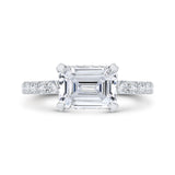 14K White Gold Emerald Cut Diamond Engagement Ring (Semi-Mount)