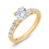 14K Yellow Gold Round Cut Diamond Engagement Ring (Semi-Mount)