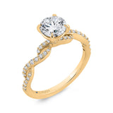 14K Yellow Gold Round Cut Diamond Engagement Ring (Semi-Mount)