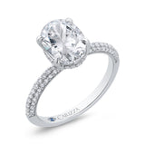 14K White Gold Oval Cut Diamond Engagement Ring (Semi-Mount)