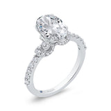 14K White Gold Oval Cut Diamond Engagement Ring (Semi-Mount)