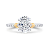 14K Two Tone Gold Oval Cut Diamond Engagement Ring (Semi-Mount)