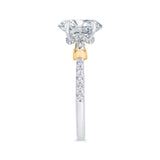 14K Two Tone Gold Oval Cut Diamond Engagement Ring (Semi-Mount)