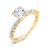 14K Yellow Gold Round Cut Diamond Engagement Ring (Semi-Mount)