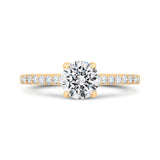 14K Yellow Gold Round Cut Diamond Engagement Ring (Semi-Mount)