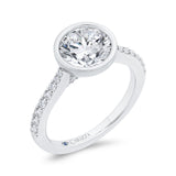 14K White Gold Round Cut Diamond Engagement Ring (Semi-Mount)