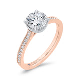 14K Two Tone Gold Round Cut Diamond Engagement Ring (Semi-Mount)