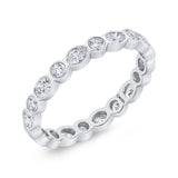 14K White Gold with Oval & Round Diamond Eternity Ring