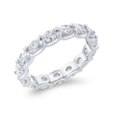 14K White Gold with Oval Diamond Eternity Ring