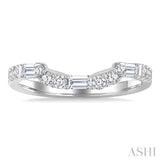 1/3 Ctw Curved Baguette and Round Cut Diamond Wedding Band in 14K White Gold