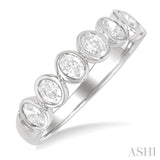 1 Ctw 7-Stone Bezel Set Oval Cut Diamond Fashion Band in 14K White Gold